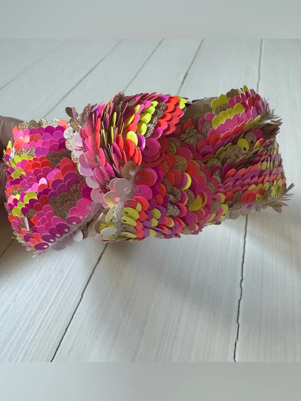 ✨ Boutique Neon Sequin Knotted Headband Pink Gold Lime Statement Girls Women